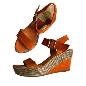 Kanna Orange Suede Leather Espadrille Wedge Sandals Women’s Size 36